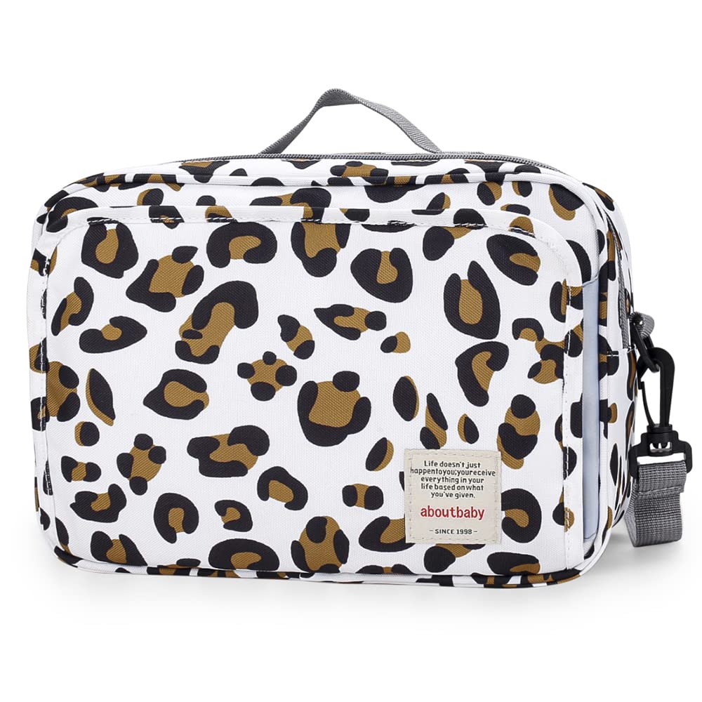 MOMIGO Baby Diaper Caddy Bag - Diaper Caddy Tote Baby Stroller Bag Nursery Storage Bin for Diapers, Wipes & Toys Mini Diaper Bag for Outdoor (Leopard)