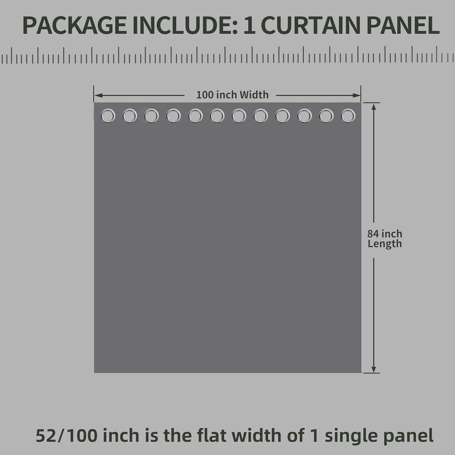 OutdoorLines Waterproof Indoor Outdoor Curtains for Patio-Privacy Sun Blocking Grommet Curtain Panel Weatherproof, UV Resistant Curtains for Gazebo, Front Porch, Pergola Grey 100W x 84L Inch 1 Panel