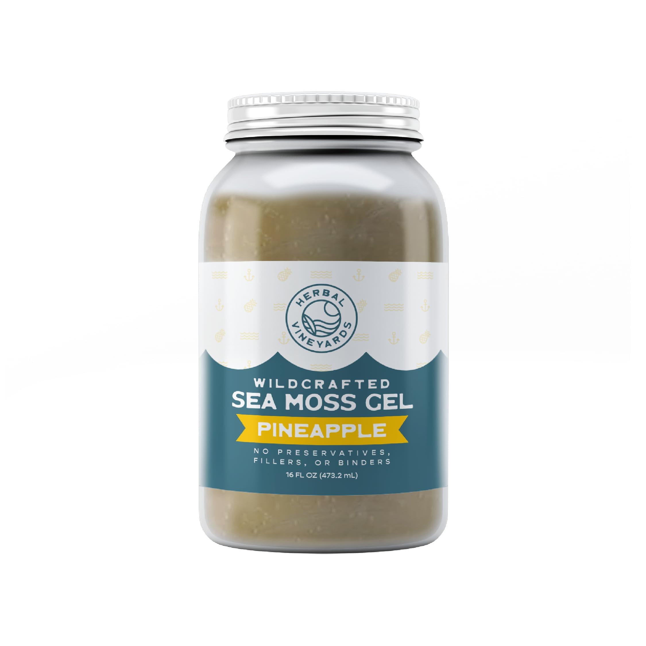 Herbal Vineyards Wildcrafted Irish Pineapple Sea Moss Gel 16 Oz - Organic Seamoss Gel Made with Dried Seaweed & Fresh Sea Vegetables, Natural & Plant-Based, Harvested in Pristine Waters, USA