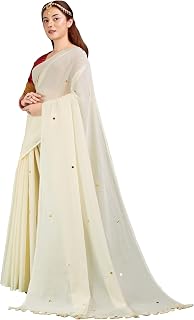 TAMAIRA FASHION Plain Pure Cotton Saree For Woman |Sequins Work Saree Without Blouse Piece Price In India