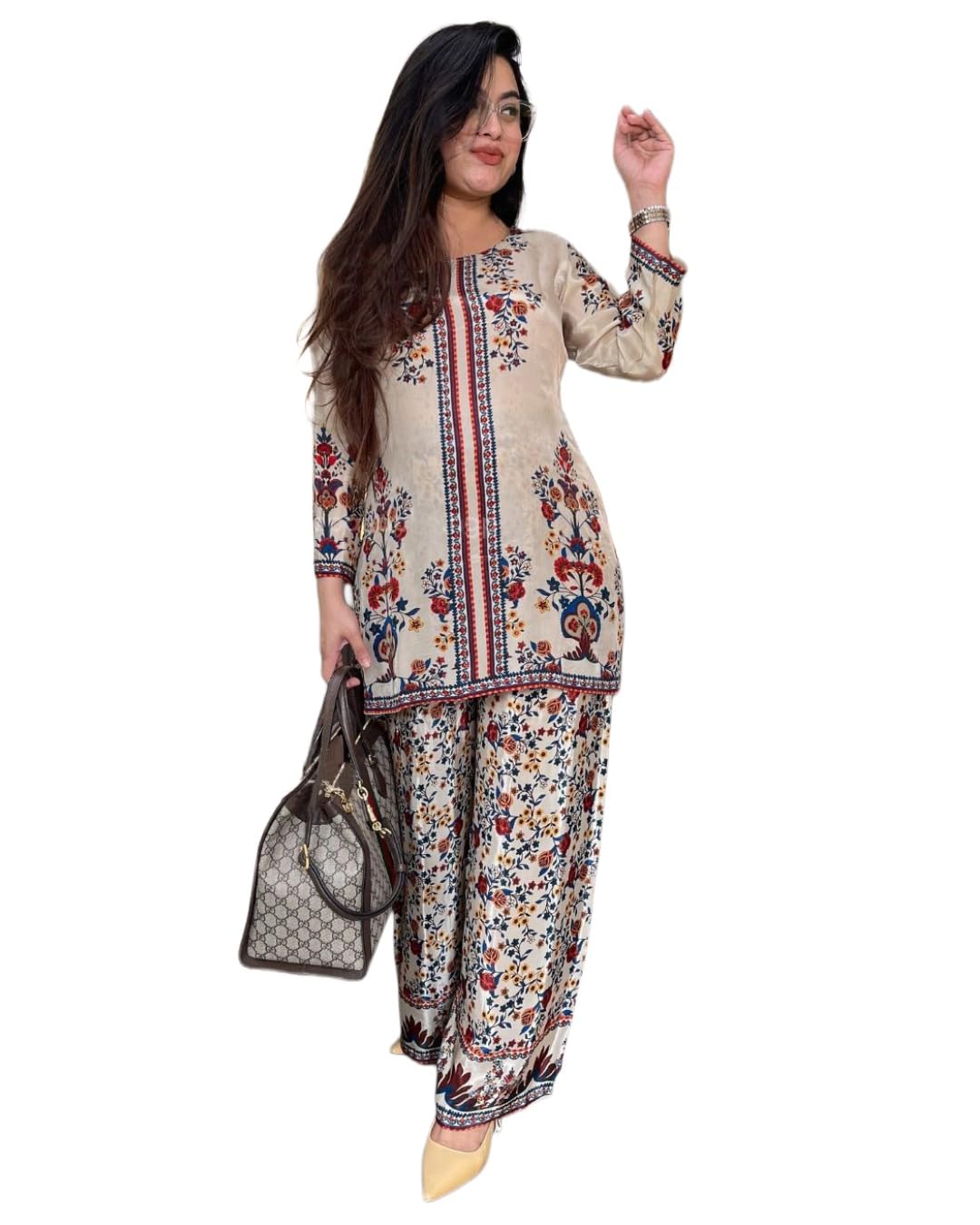 Women Rayon Viscose Straight Printed Kurta | Palazzo Bottom Wear Set | Two Piece Ethnic Outfit | Indian Traditional Clothing | Ladies Kurti Palazzo Combination-image-40
