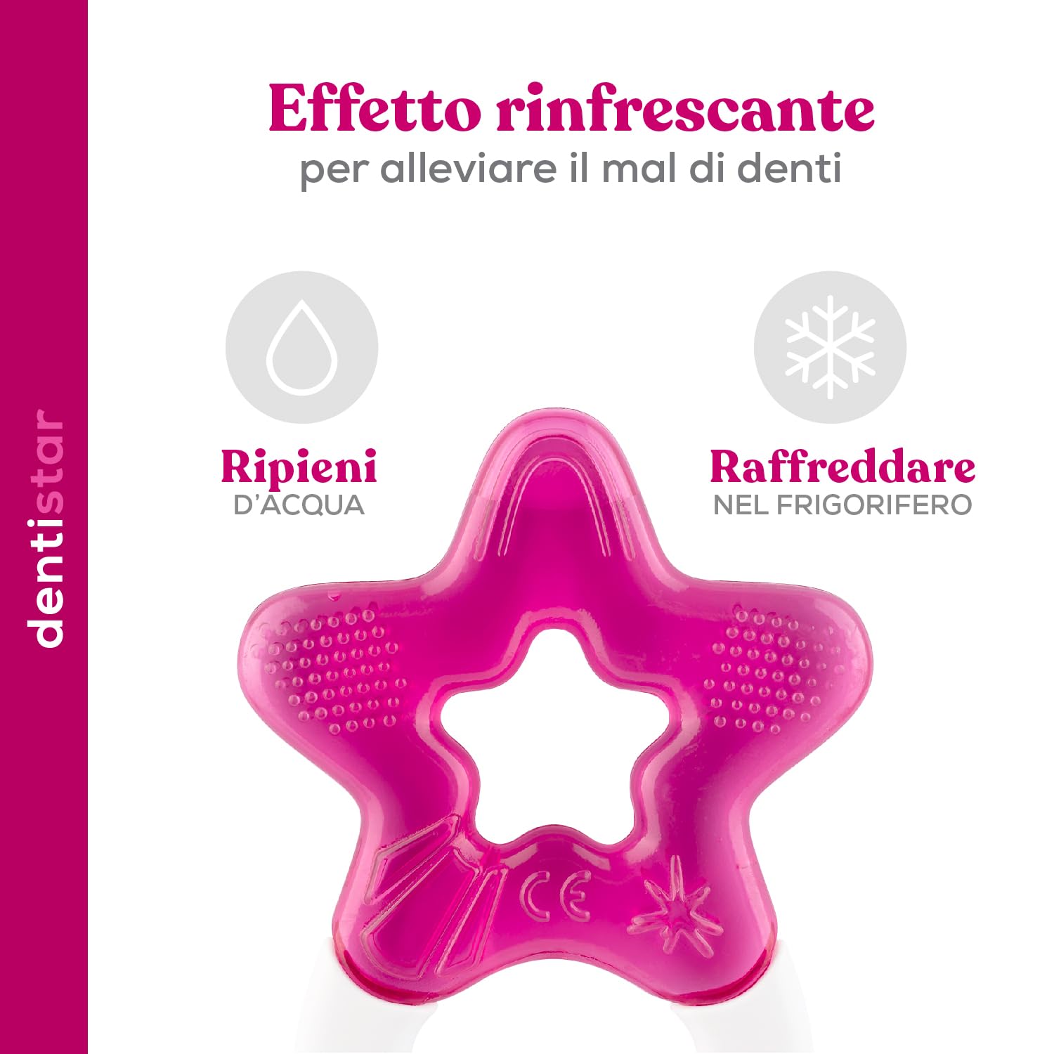 Dentistar Set di 2 massaggiagengive rinfrescanti per bambini dai 3 mesi in su - Ausilio rinfrescante per la dentizione e giocattolo per la dentizione per neonati e bambini piccoli - Senza BPA - Rosa