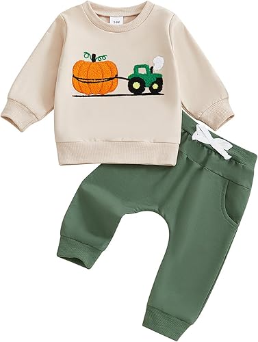 Engofs 2Pcs Toddler Baby Boy Girl Sweatshirt Tops Pants Set Long Sleeve Sweatsuit Fall Winter Outfits