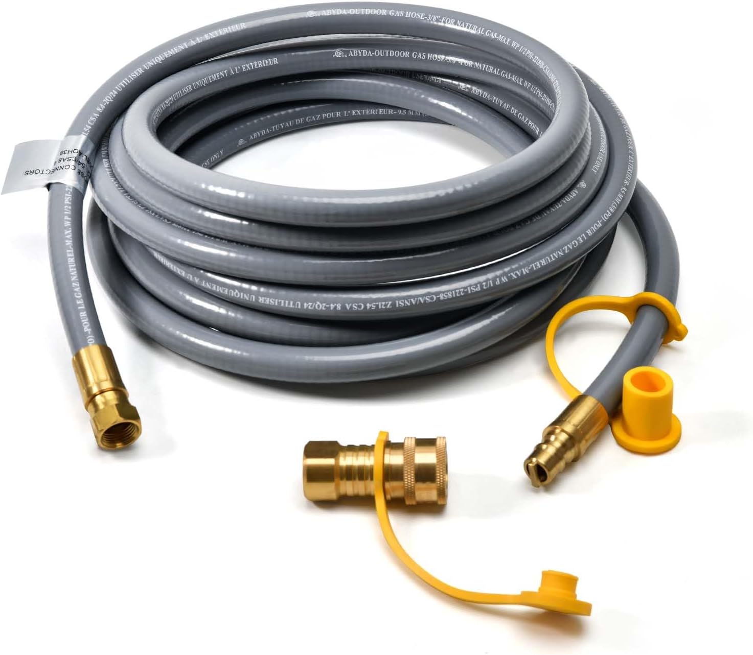 ABYDA 18 Feet 3/8" ID Natural Gas Grill Hose with Quick Connect Fittings, Ideal Natural Gas Line for Grills, Pizza Ovens, Heaters, and More Low Pressure Appliances