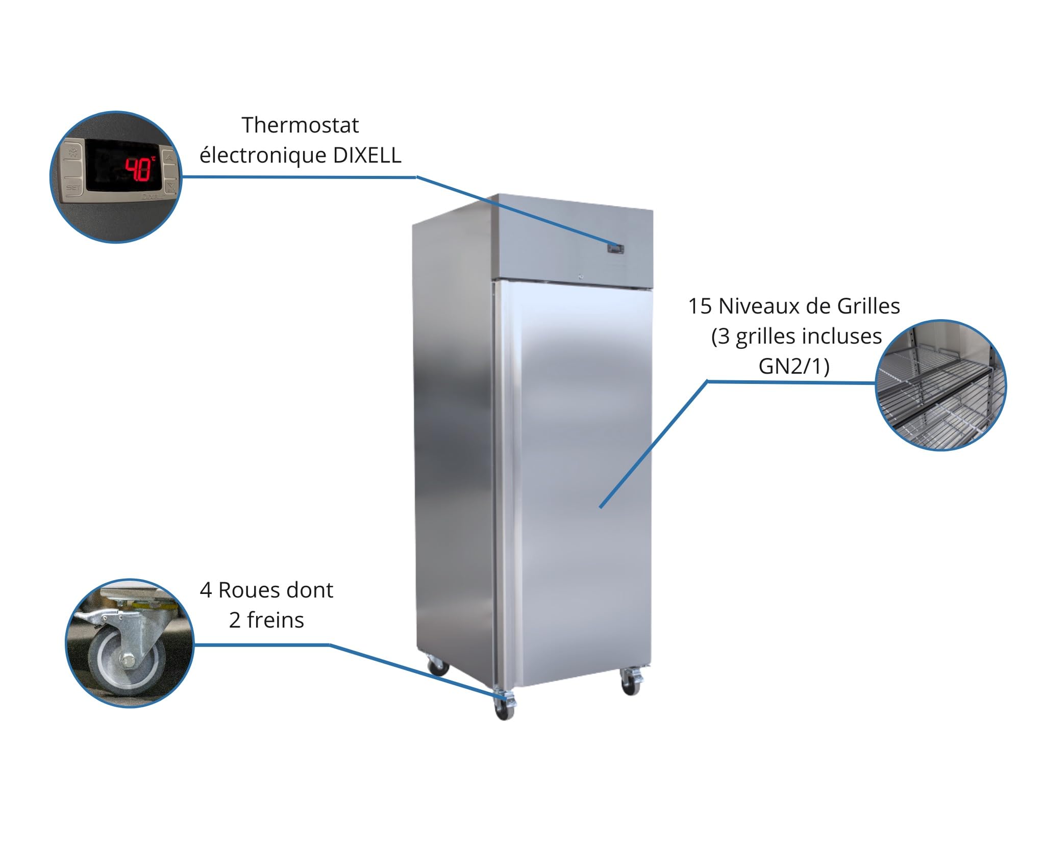 L2G - Armoire Réfrigérée Négative - INOX à Économie d'Énergie - 600L