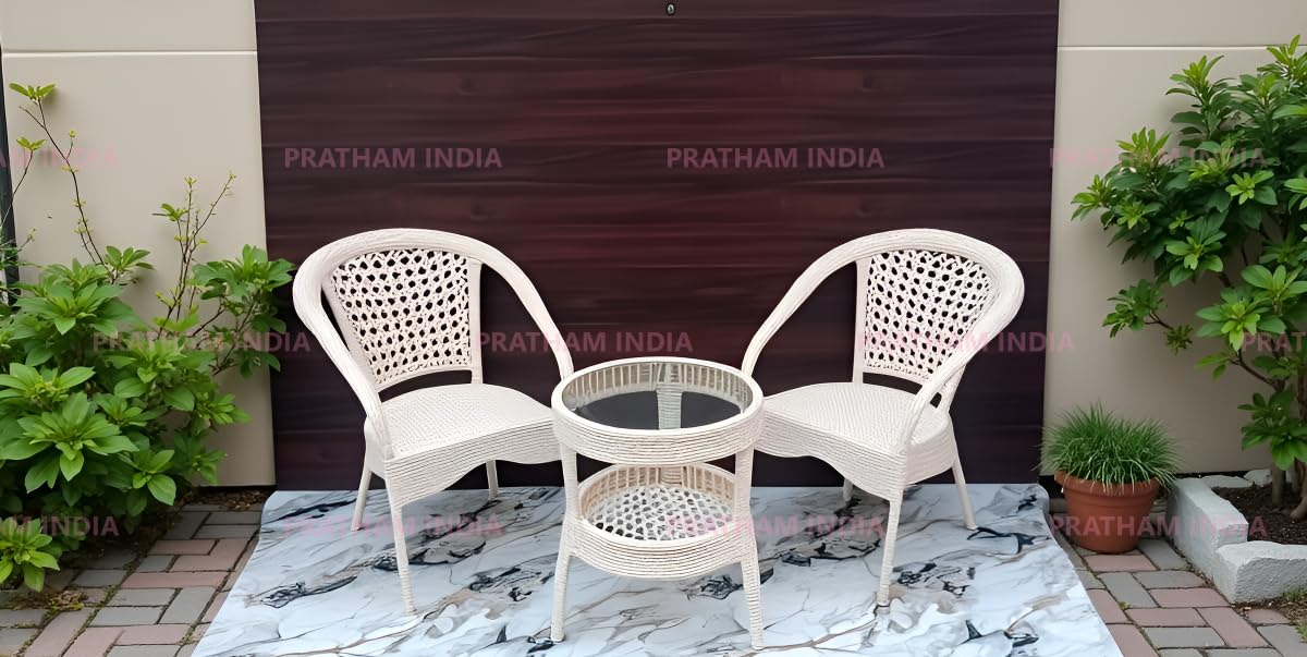 PRATHAM India Garden Patio Seating Chair and Table Set Outdoor Balcony Garden Coffee Table Set Furniture with Table and Chairs Set-image-48