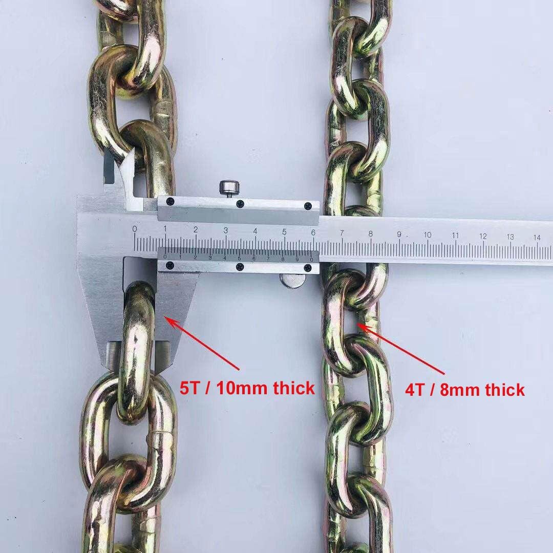 Braca a catena per traino pesante, catena di traino zincata per auto, camion, rimorchi, soccorso stradale ed emergenze(4t)