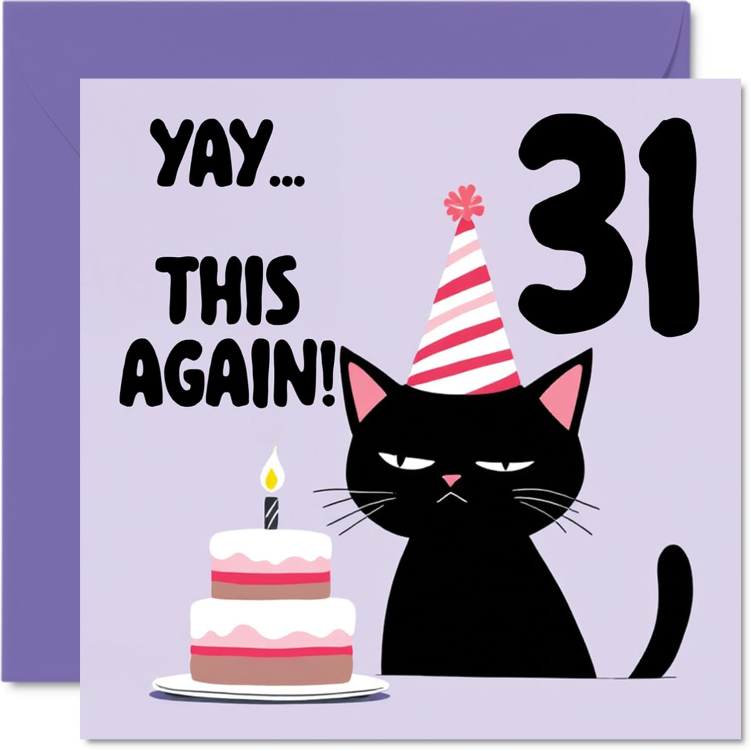 31st Birthday Cards for Men Women - Yay This Again! - Happy Birthday Card for 31 Year Old Man Woman Colleague Wife Friend Sister, 145mm Bday Greeting Cards