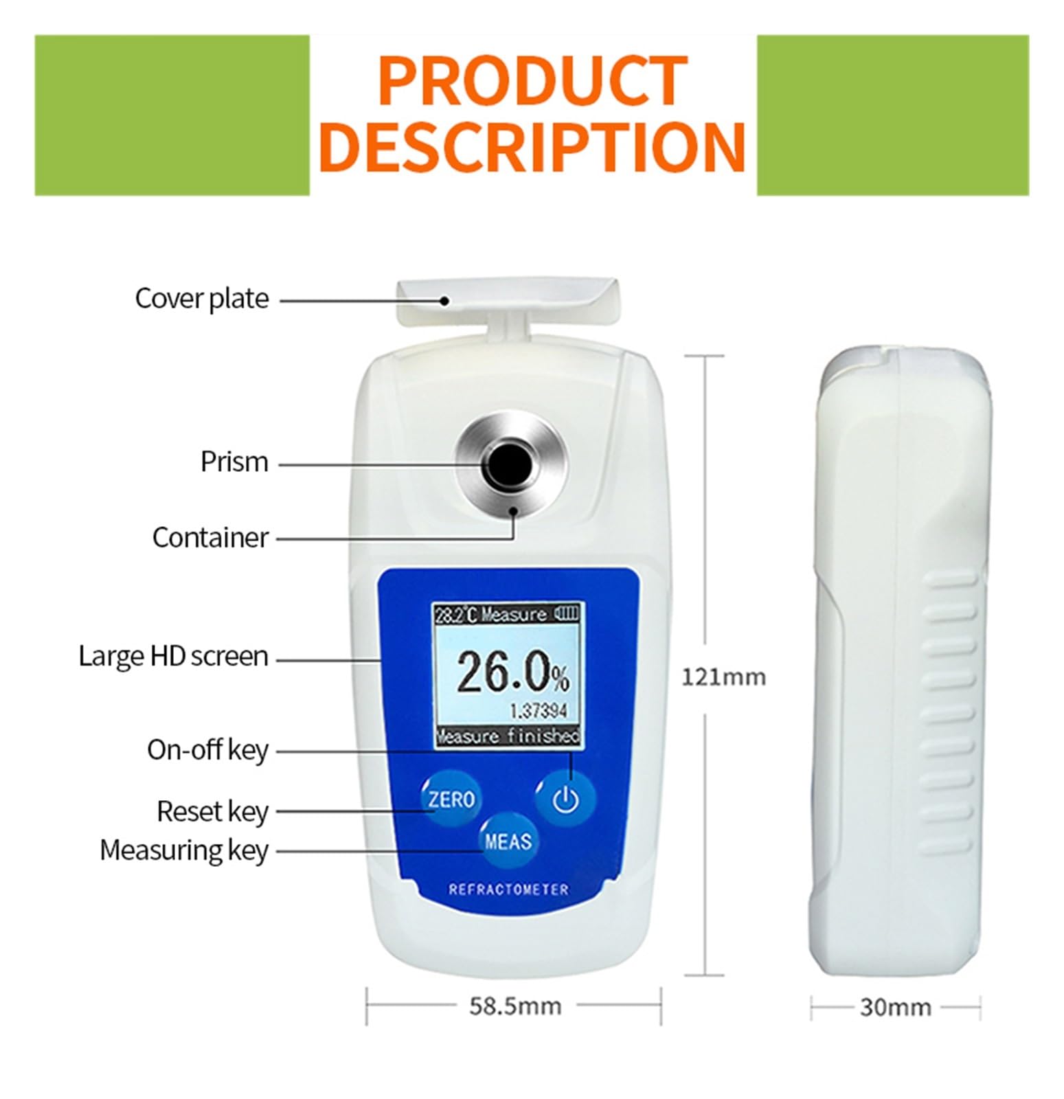 0–55% digitales Refraktometer, Schneidflüssigkeitskonzentrationsmesser, Densitometer for Emulsion, Abschreckflüssigkeit, Kühlmittel, Reinigungsmittel