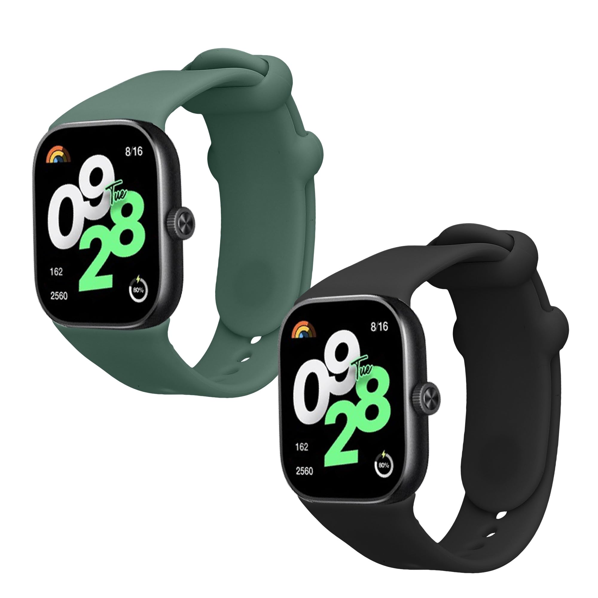 kwmobile 2x 交換バンド Xiaomi Redmi Watch 4 / Watch 5 / Watch 5 eSIM対応 ベルト - シリコンバンド ソフト TPU 耐久性 黒色/紺色