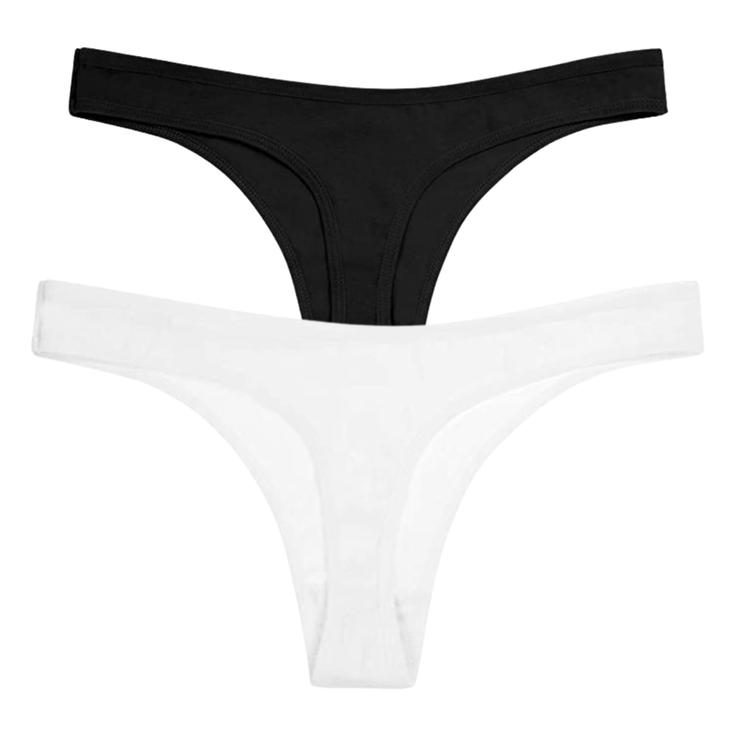 Women's Cotton Fitted Bikini Style Underwear | Women Thong Panty |Low Rise|Sexy Solid G-String Sexy Panties Briefs | 100% Super Cotton Black,White Thong Panty Set of 2-image-27