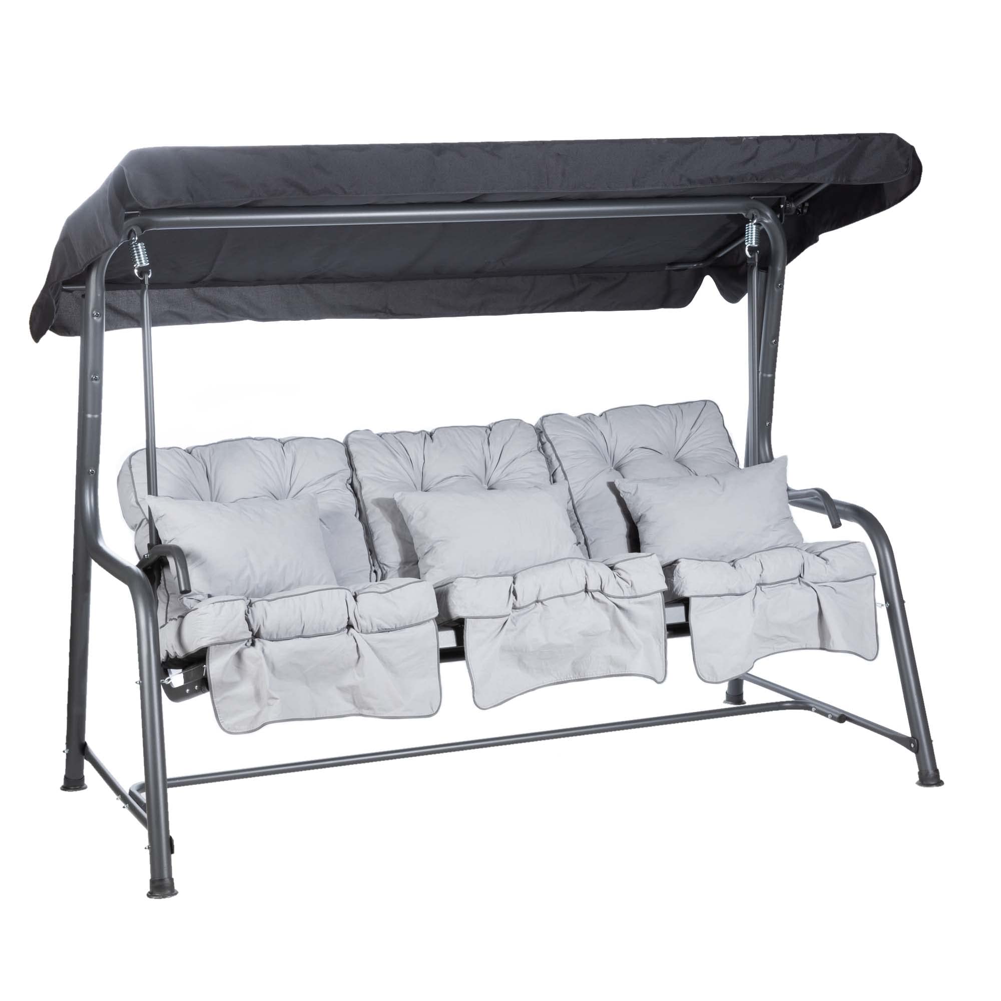 Alfresia Turin Reclining Swing SeatCharcoal FrameClassic Bamboo Leaf Cushions from B&Q