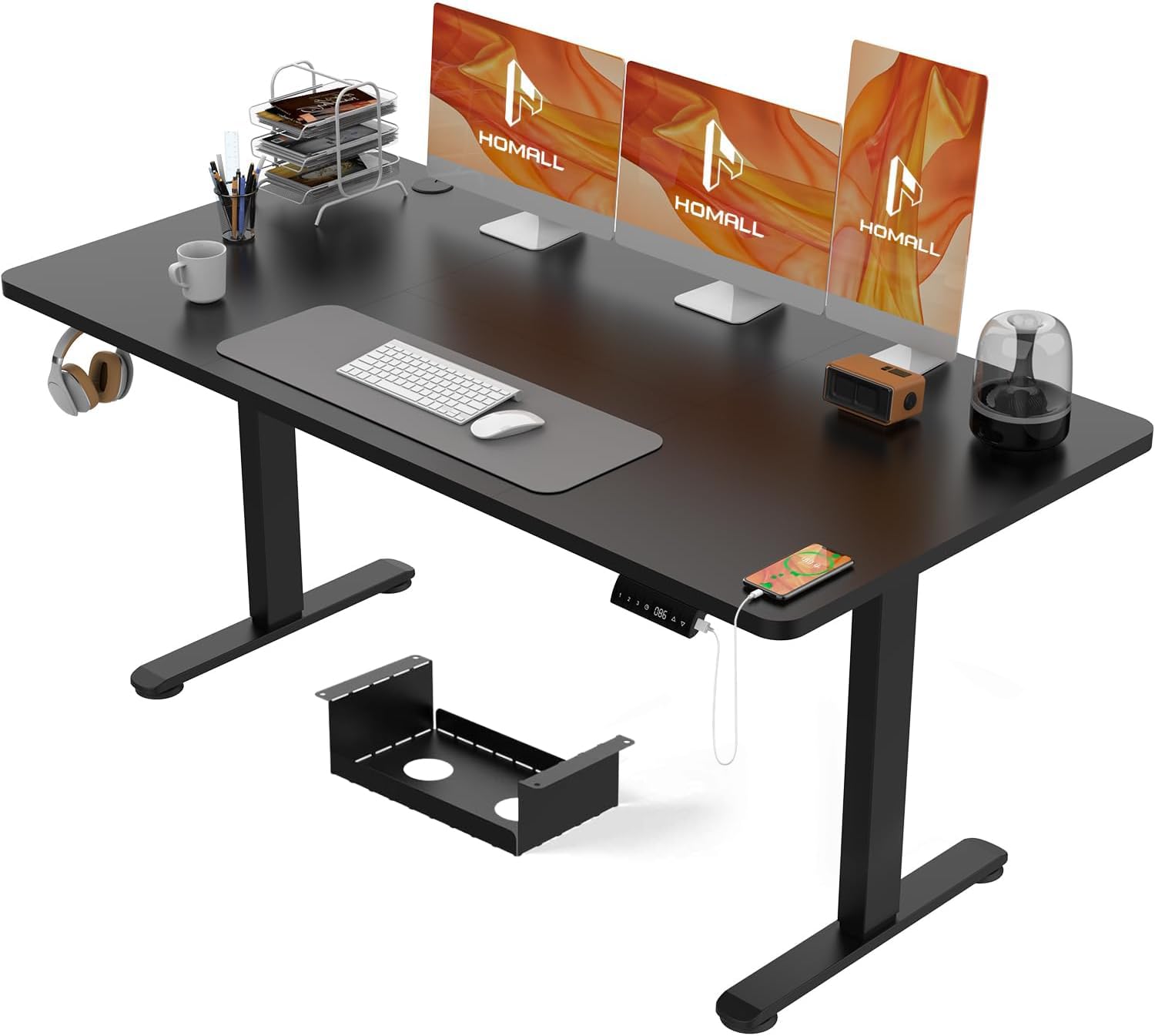 Homall 140x70 CM Escritorio Elevable Regulable en Altura，Escritorio de Pie con Tablero de Cuatro Partes, Mesa Ordenador con Función de Memoria