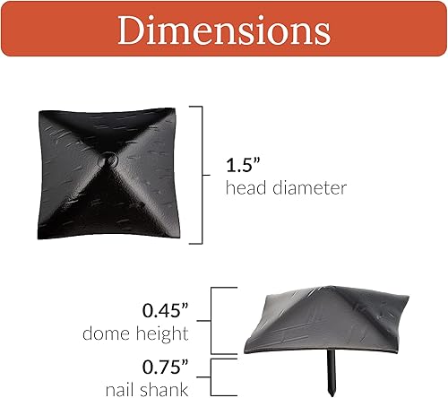 Miniatura 4 de Paquete de 10 clavos cuadrados de 1.5 pulgadas, clavos decorativos, sujetadores de persiana negros, tachuelas de uñas decorativas para persianas de