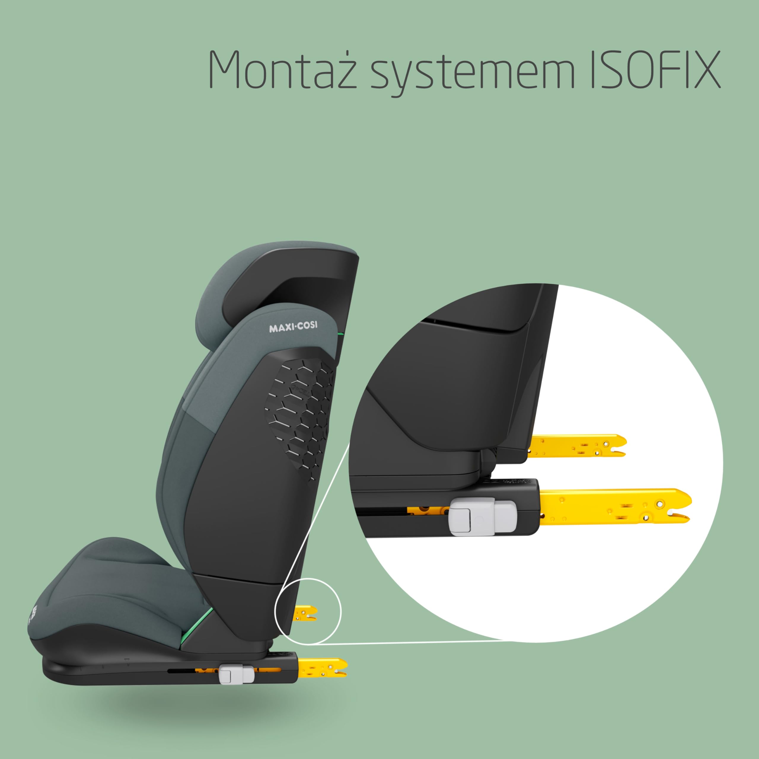 Maxi-Cosi RodiFix S i-Size, Fotelik samochodowy, 100–150 cm, 3,5–12 lat, 3 pozycje odchylenia, Regulacja wysokości/szerokości, Ochrona boczna G-CELL, Poduszki bezpieczeństwa AirProtect, Tonal Graphite