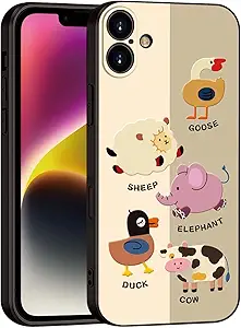 Printed Cute Animal Patter for iPhone 16 Cute Girl Cartoon Case, Printed with a for Women Girls Variety of Cartoon Animal Pattern Design of Cell Phone Protective Cover (B2-Cartoon)