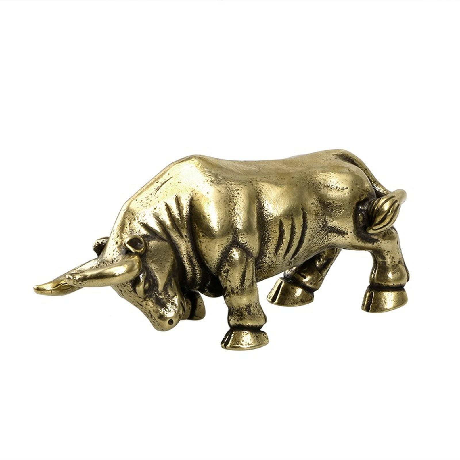 NGDFGR Solid Brass Spanish Bullfighting Miniatures Figurines,Zodiac Ox Bull Statue Crafts Collection Desktop Small Ornament Home Sand Table Decor Accessories Study Paperweight