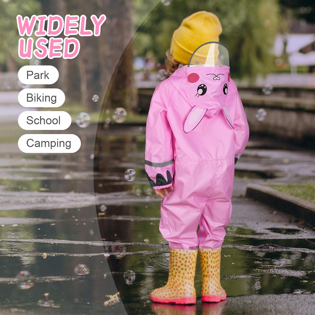 Impermeables para Niñas, Encapuchado Mono de Bolsillo, Reutilizable Lluvia Reflectante, Dibujos Animados Estampados Chaqueta Lluvia, Chubasqueros Chaquetas Ligero Capa de Lluvia