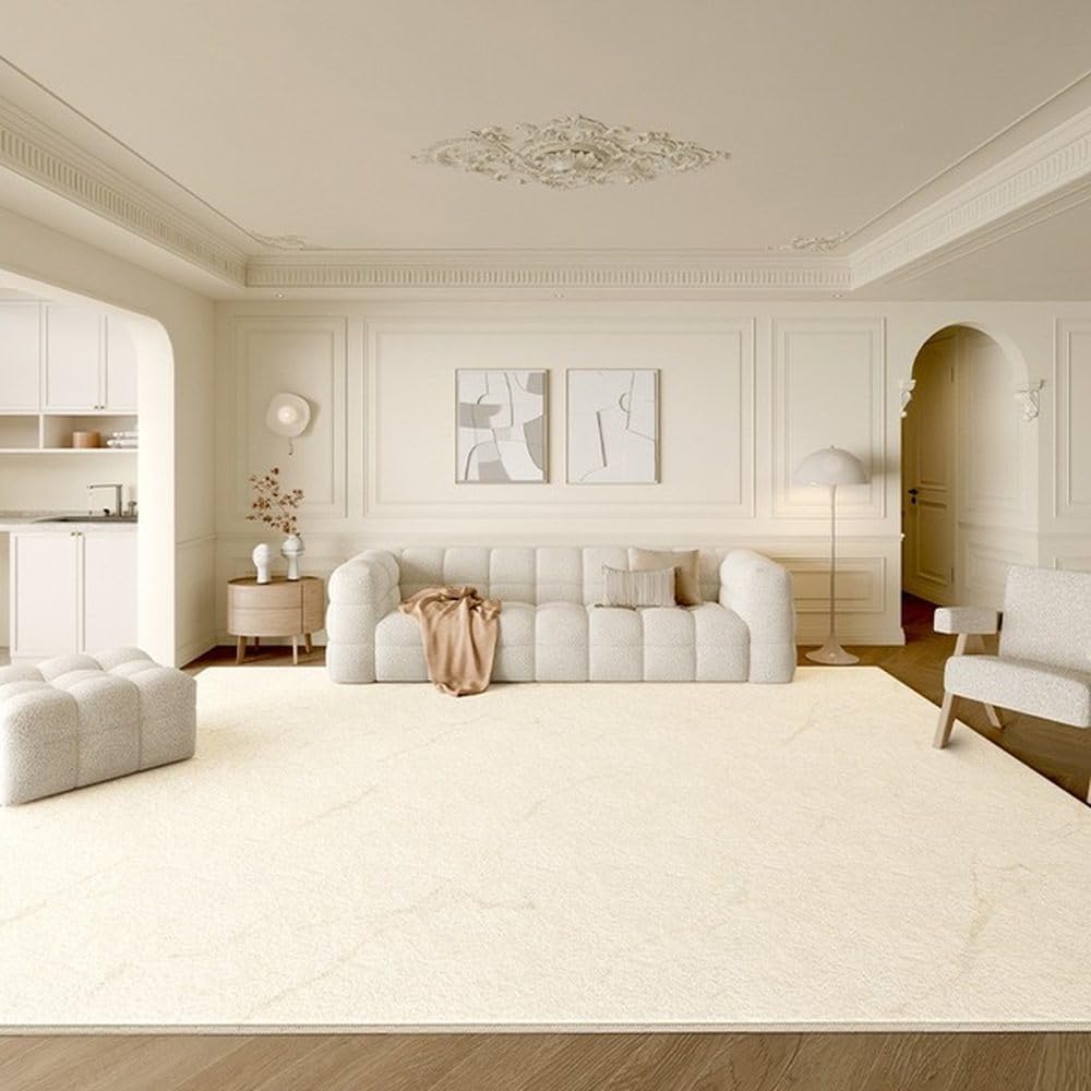 Tapis à rayures crème 140x200 cm minimaliste YHT045
