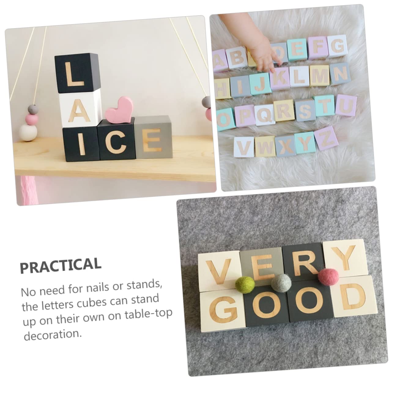 Bloques de Madera del Alfabeto 26 Piezas, Letras Decorativas para Fotos