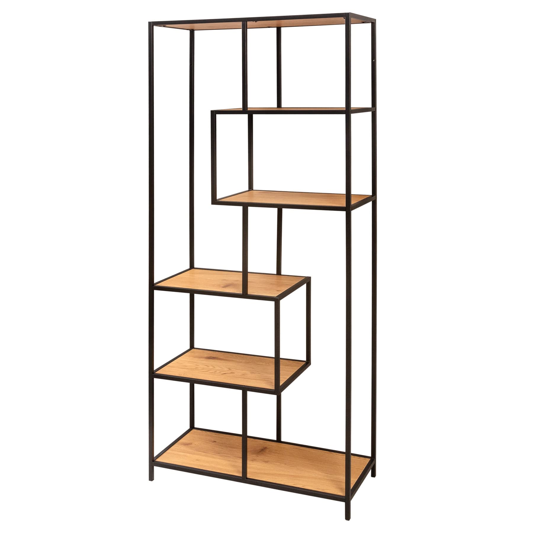 Bücherregal SLIM LINE 77cm - schwarz natur - Holzwerkstoff Metall