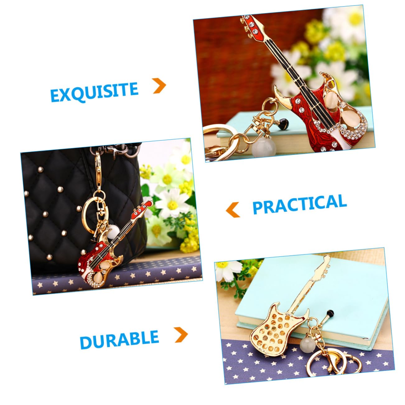 SHERCHPRY Chitarra Chiave Anello Ciondolo Donne Catena Chiave Degli Uomini Del Pendente Mini Accessori Sacchetto Della Catena Chiave Posteriore Portachiavi Basso Accessori Cinturino