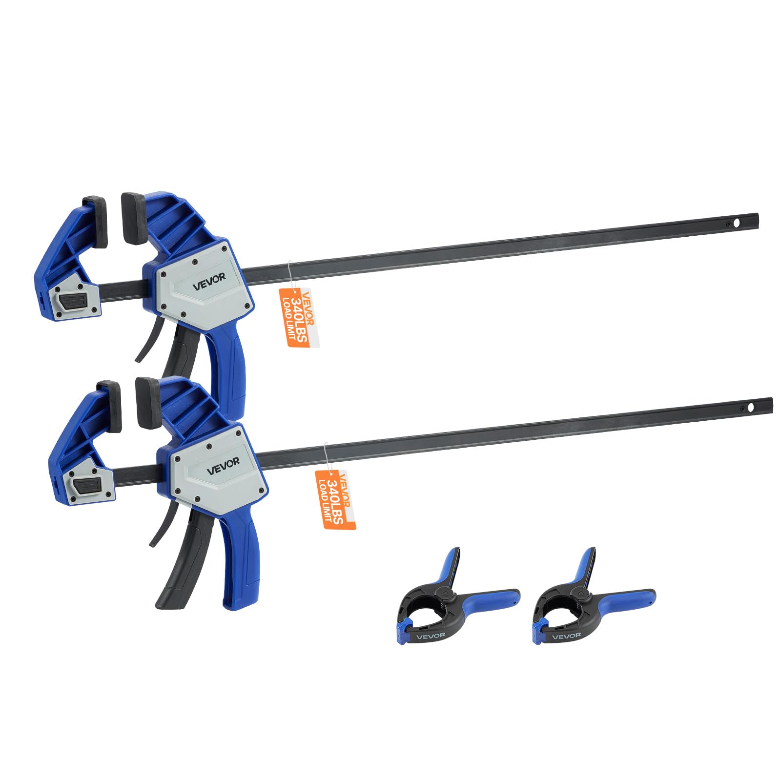 VEVOR Serre-Joints à Libération Rapide 2PCs Ouverture de la Mâchoire 60,96 cm, Pince Écarteur à Une Main Capacité Max. 154 kg, Pince en F en Plastique et Acier au Carbone, pour Menuisier Métallurgie