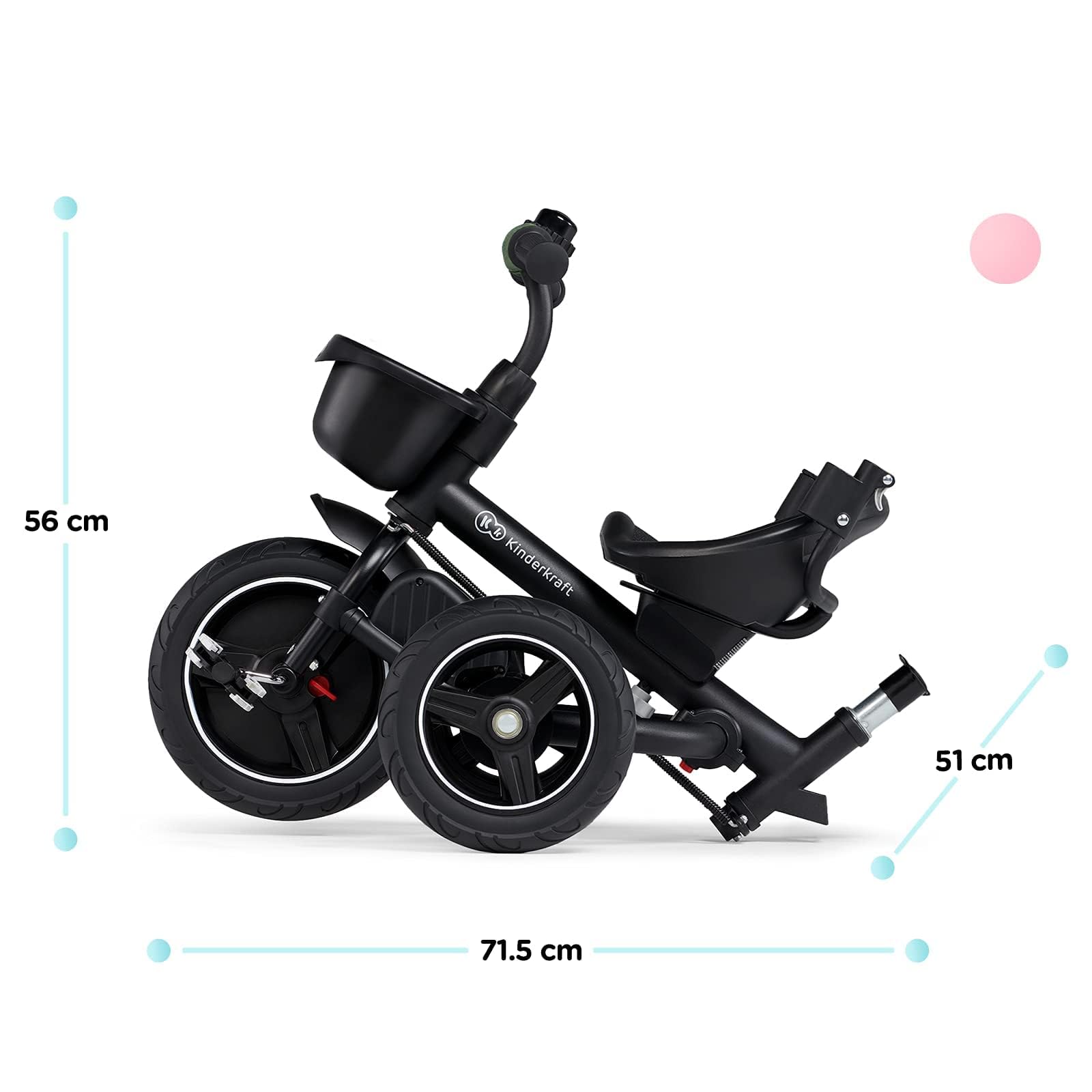 Kinderkraft SPINSTEP Triciclo Evolutivo Bebé 5 en 1 de 9 Meses a 5 Años, Bicicleta para niños, Plegable y reclinable, Capota Impermeable con Filtro UPF 50+, Asiento Giratorio 360 Grados, Verde