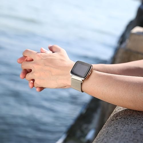Miniatura 6 de Meliya - Correa de metal compatible con correas de reloj Fitbit Versa 2, para mujeres y hombres, correa magnética ajustable de acero inoxidable,