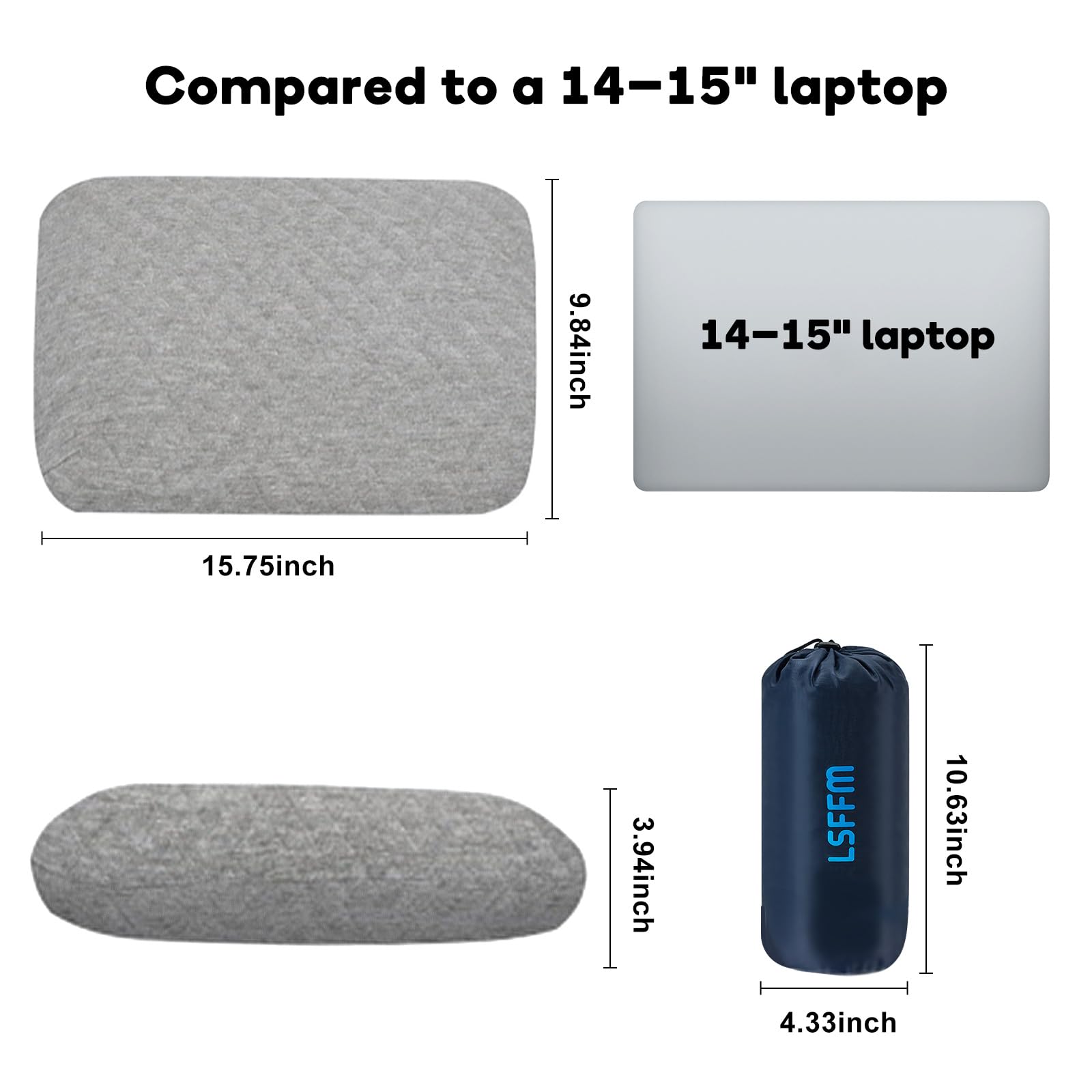 Almohada de espuma viscoelástica para camping, fácil de plegar, esencial para camping, almohadas de viaje pequeñas con bolsa portátil, almohada de senderismo para mochileros, funda de almohada