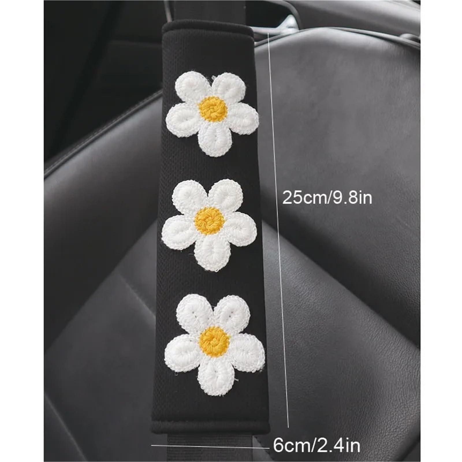 Protector Cinturon Coche Protector de hombro de flores for cinturón de seguridad de coche, Protector de hombro creativo de dibujos animados, accesorios interiores de coche de flores pequeñas, 2 uds.