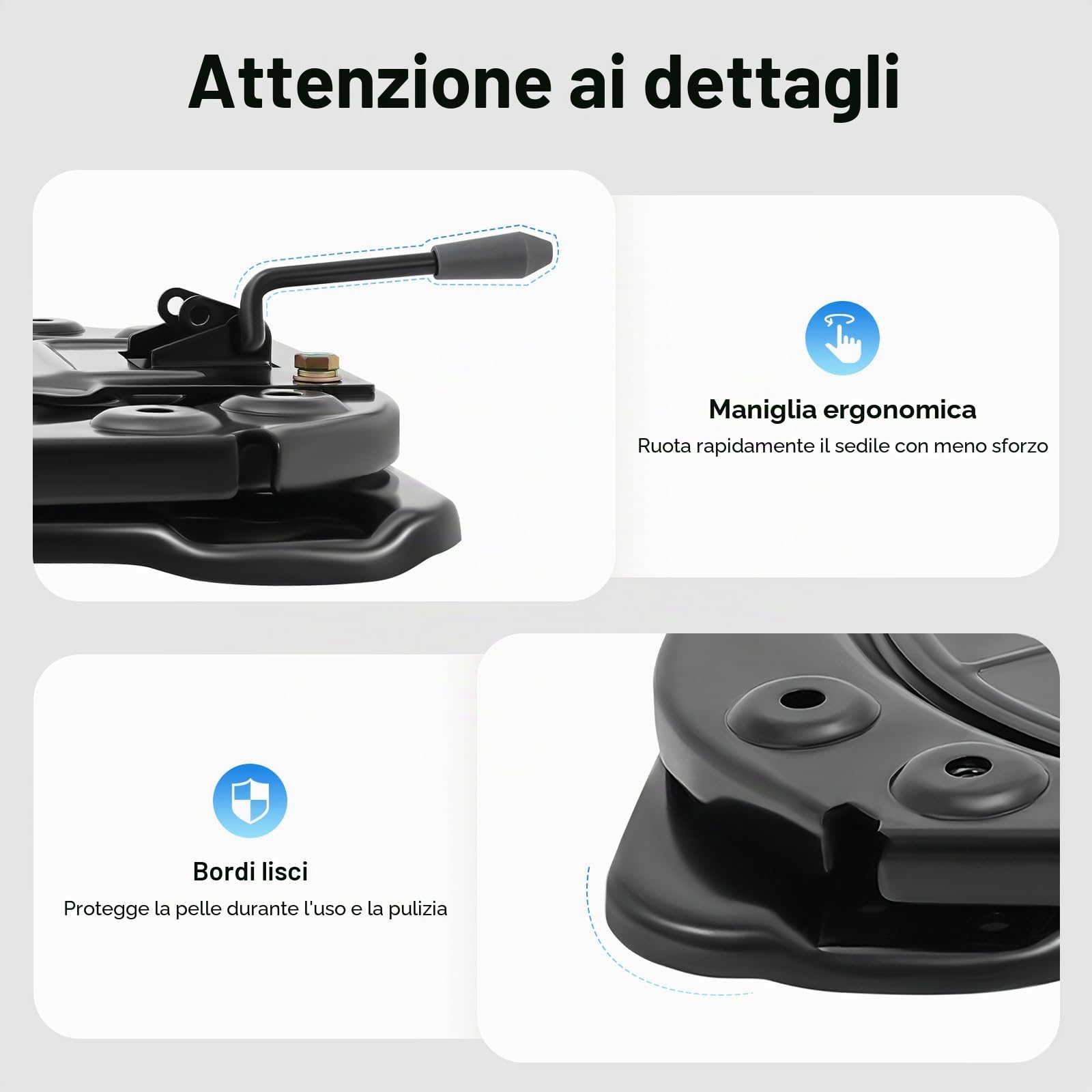 Base Girevole per Sedile, Base Girevole in Lamiera d'Acciaio 360 Gradi, Base Girevole per Seggiolino Pesante per Furgoni, Camper, Autobus, Veicoli Tecnici'