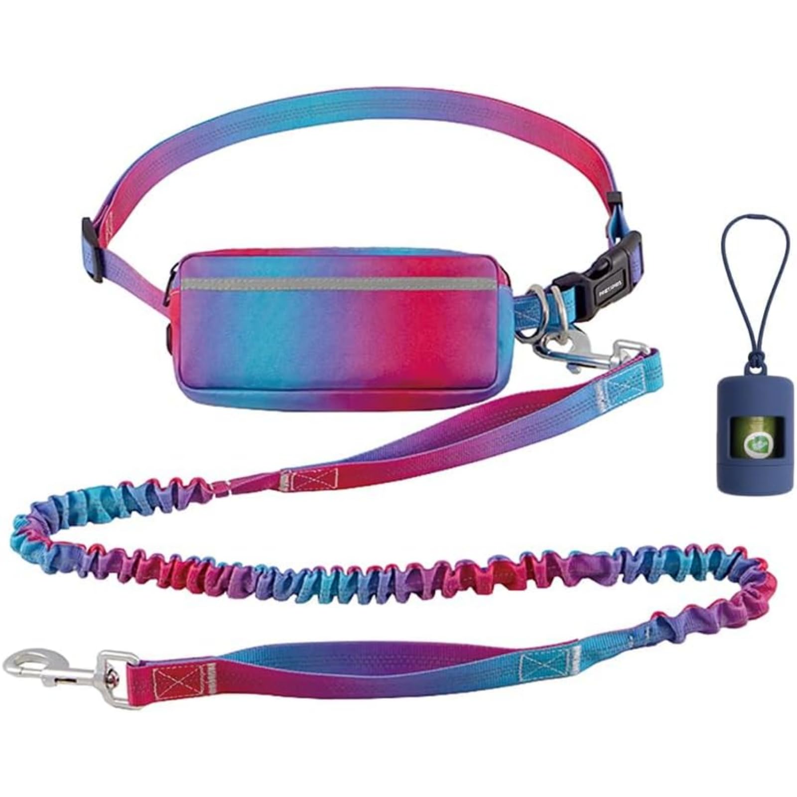 PINETAPIRS Hands-Free Zipper Pouch Dog Leash 4-6 Foot Elastic Waist Leash Suitable for Medium to Large Dogs Dual-Layer Cushioned Handle & Jogging