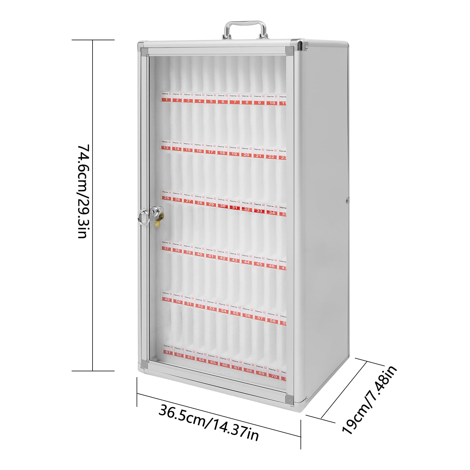 WBGANG 72 Slots Cell Phone Locker,Aluminum Alloy Wall-Mounted Cell Phones Storage Cabinet with A Locked,Portable Phone Storage Cabinet, for Classroom,Office,Examination Rooms,Laboratories,Etc