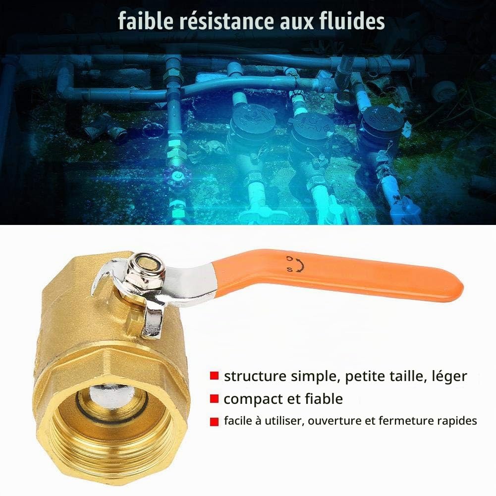 Robinet à Tournant Sphérique en Laiton BSP, DN32 1.6MPa 1-1/4-inch Vanne d'Arrêt à Robinet à Boisseau Sphérique à Filetage Femelle avec Poignée à Levier pour Gaz eau