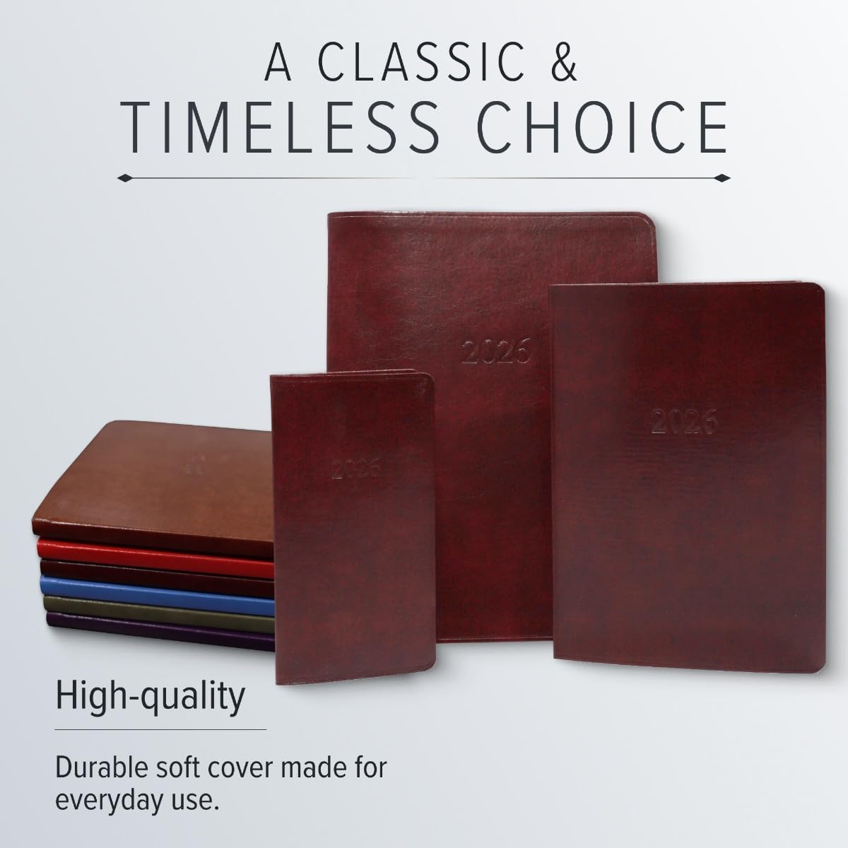 Gallery Leather Desk Weekly Monthly Planner 2025-2026, Elegantly Bound Calendar Planner and Notebook with Stylish Gold-Gilded Page Edges, 12 Months - Acadia Malibu - 8 x 5.5 "