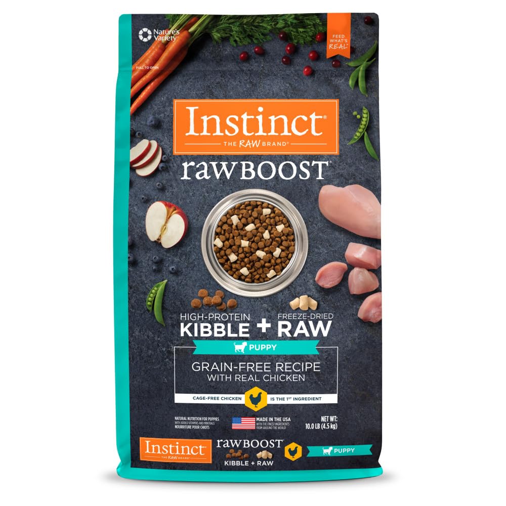 Instinct Raw Boost Puppy, Natural Dry Dog Food with Freeze Dried Pieces, Grain Free Recipe - Real Chicken, 10 lb. Bag