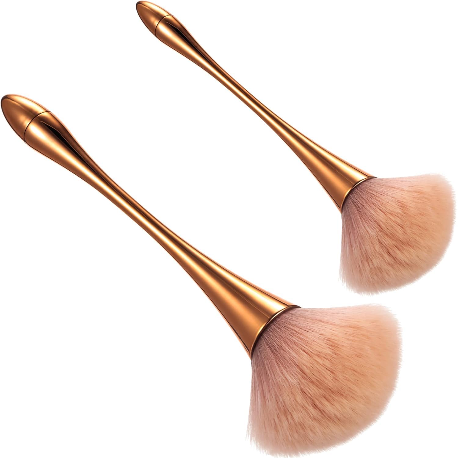Guriya 2 Pieces Large Mineral Powder Brush Nail Brushes Kabuki Makeup Brushes Soft Fluffy Foundation Brush Blush Brush For Large Coverage Loose Powder Bronzer Blush Blending Buffing (Rose Gold)