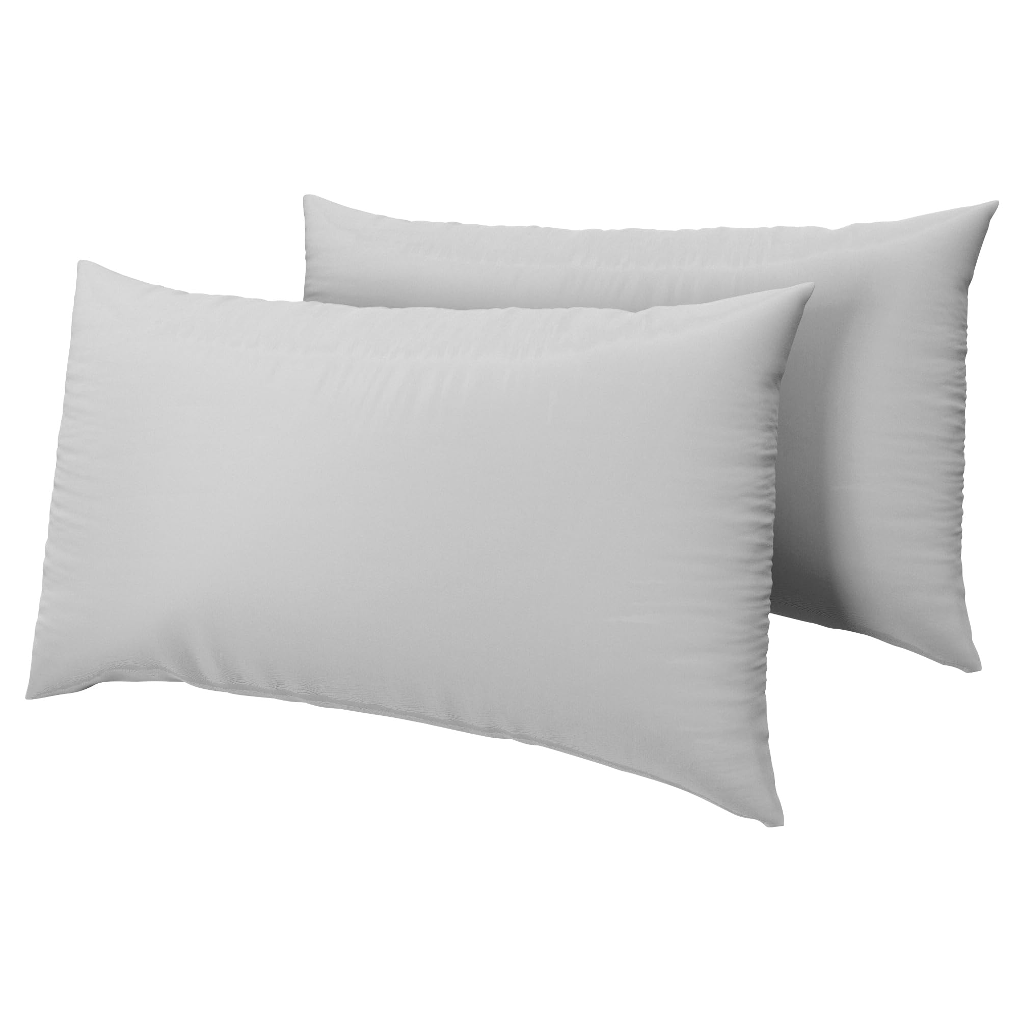 HOME ACE Silver Easy Iron Percale Standard Pillowcases 2 Pack, 100% Poly Cotton Housewife Pillow Cases 50 x 75CM Pack of 2