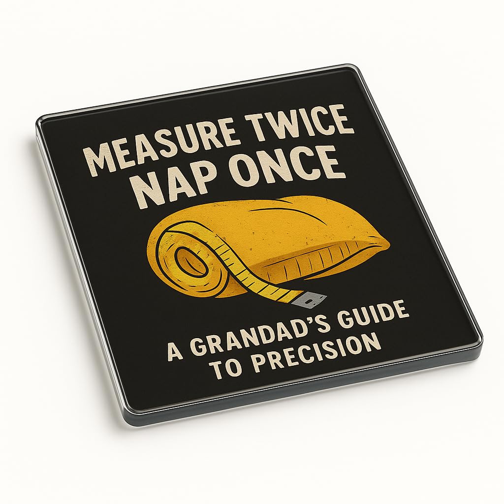 Humorous Acrylic Coaster Gift for Grandad Birthday - Vintage Cartoon Illustration for DIY Handyman - Unique Novelty Present