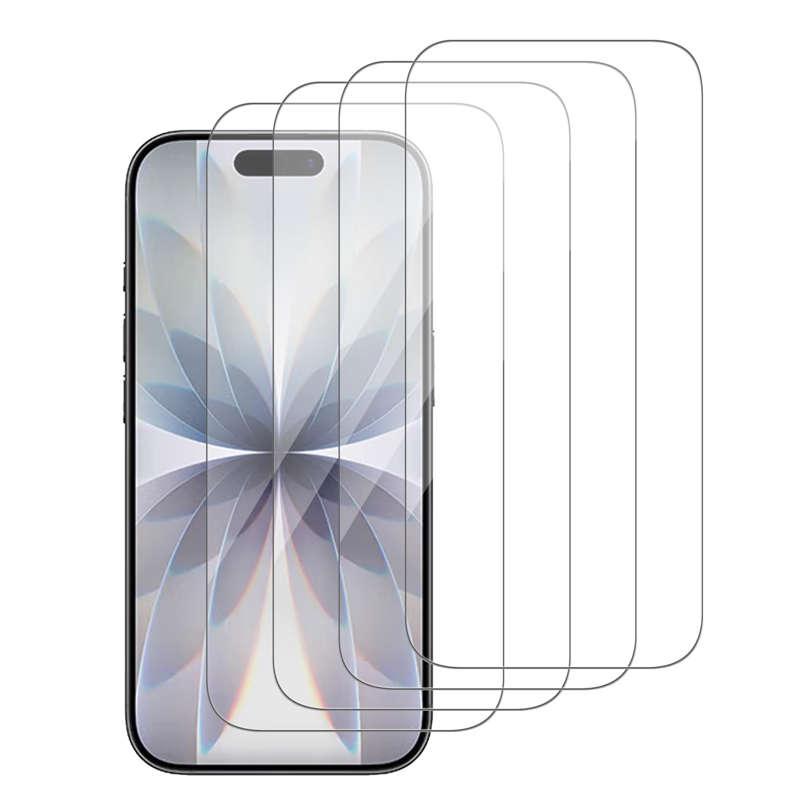 Lot de 4 protecteurs d'écran en verre compatibles avec iPhone 17 6,3" 2025 [dureté 9H] - Verre trempé HD, résistant aux rayures, facile à installer [compatible avec les coques]