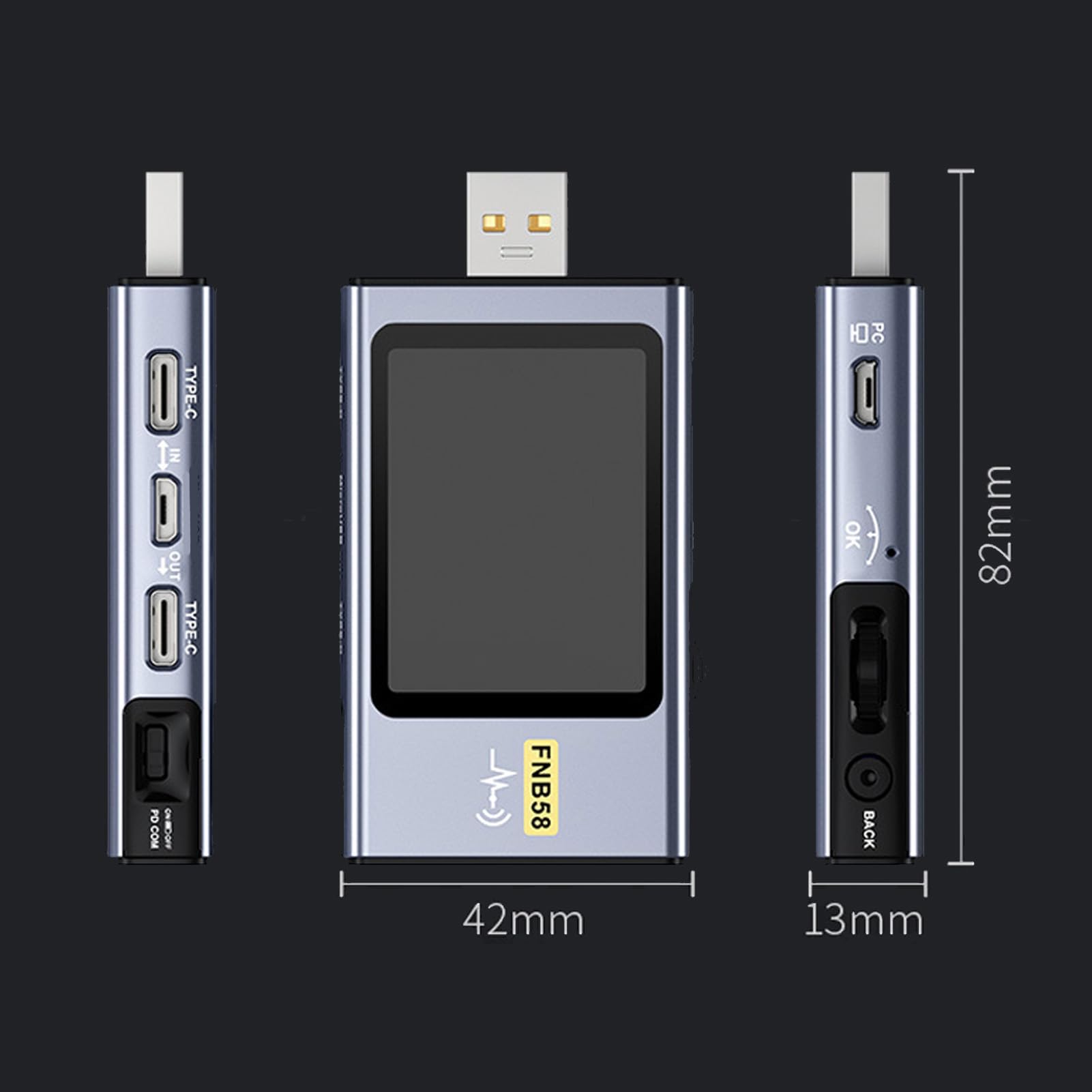 FTVOGUE Multimetrowa Zasilanie USB Prąd Prądowy Tester Mocy z 2,0 -calowym Wyświetlaczem HD LCD dla PD2.0 PD3.0 QC2.0 QC3.0