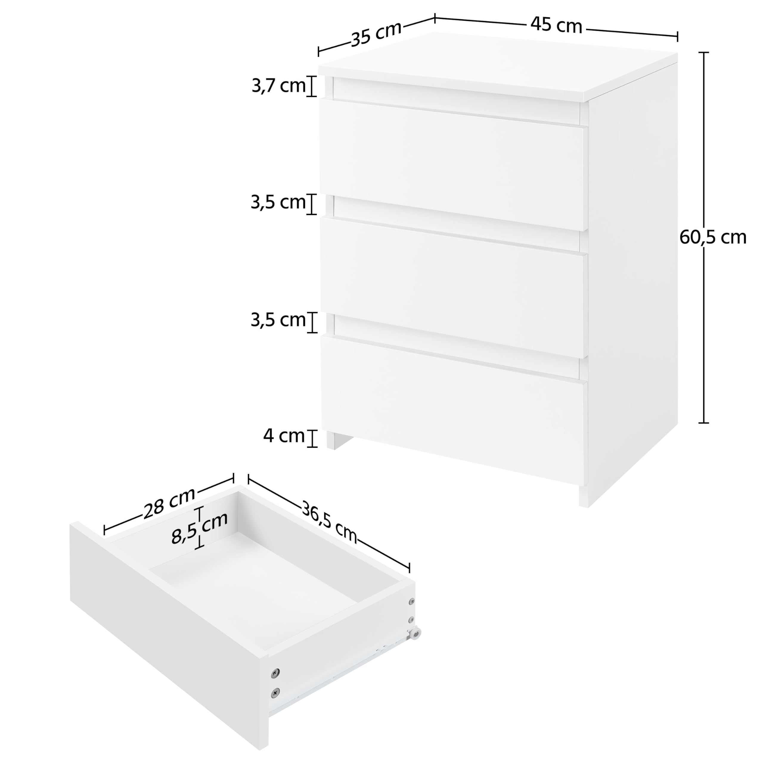 Nachtkastjes met 3 lades 2 st 39x35x65 cm grijs Sonoma