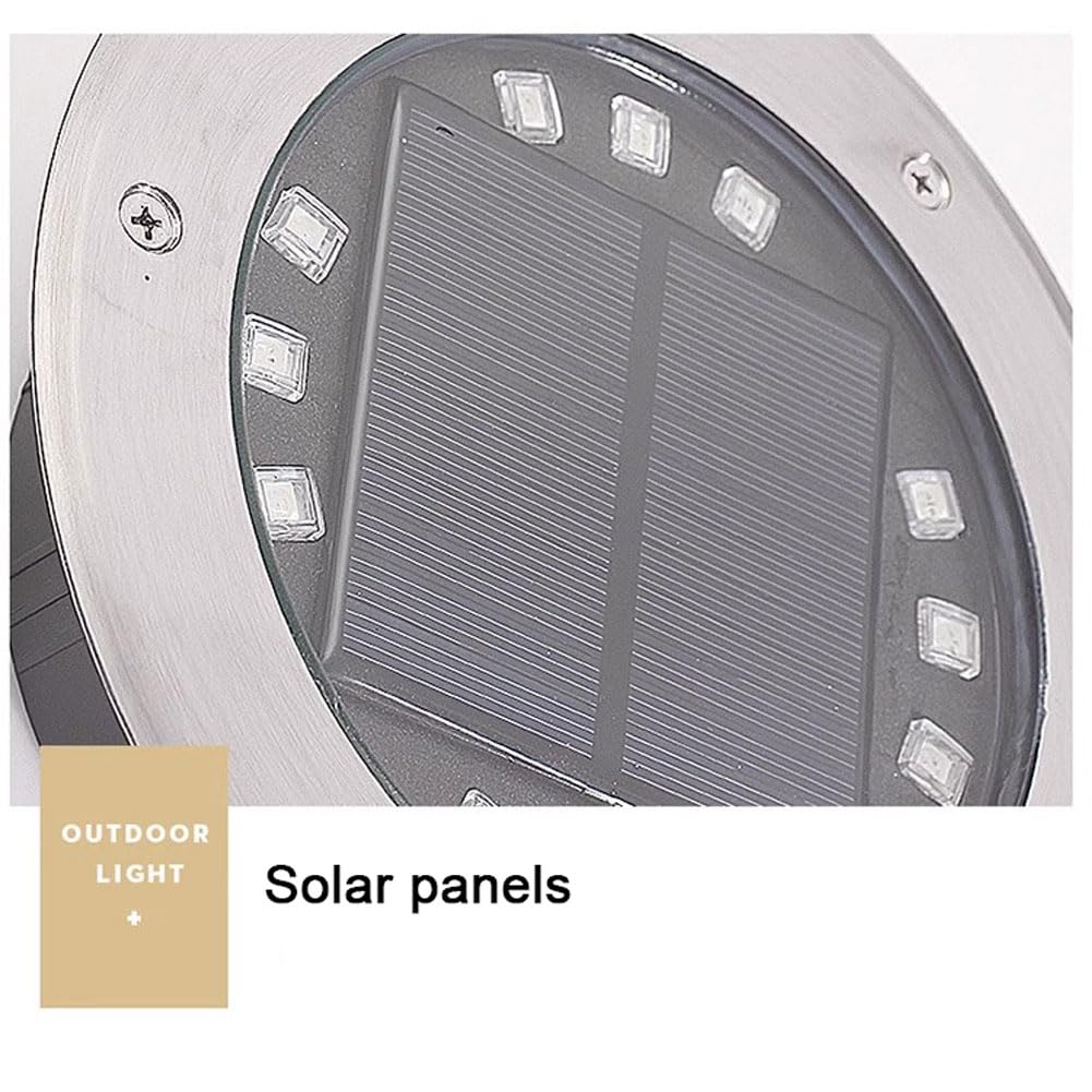 Faretto a Incasso Solare Giardino Esterno, 8/12/16/20 LED luce solare confezione da faretti solari da incasso a terr,Lampada solare per Prato, Vialetto, Scala, Paesaggio(Size:Luce bianca,Color:16W)