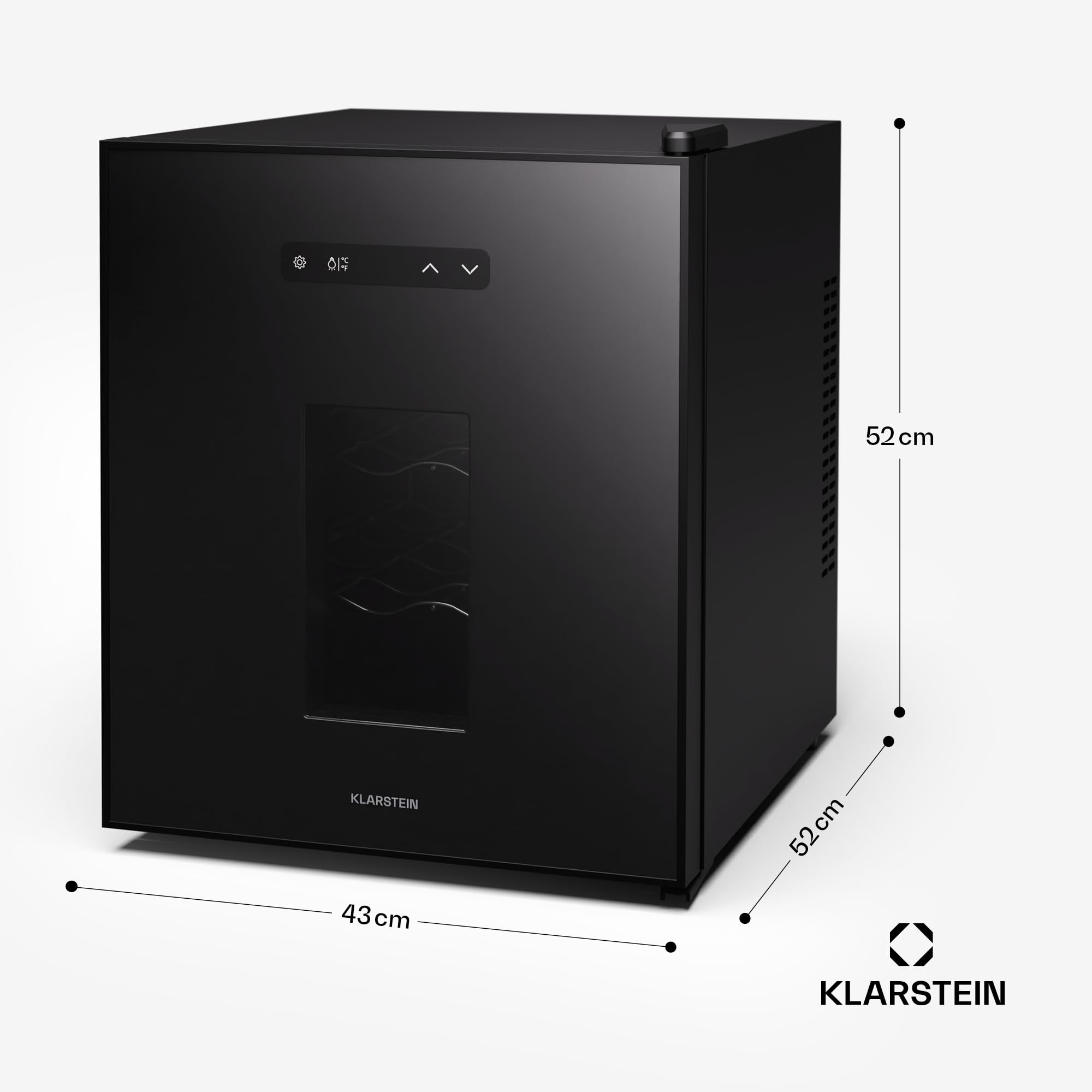 Klarstein Cantinetta Vino Refrigerata a Zona Singola per Interno-Esterno, Frigo Bar, Cantina Vino con Porta in Vetro, Mini Frigo Silenzioso, Frigorifero Piccolo, Illuminazione LED, 5-22°C 16 Bottiglie