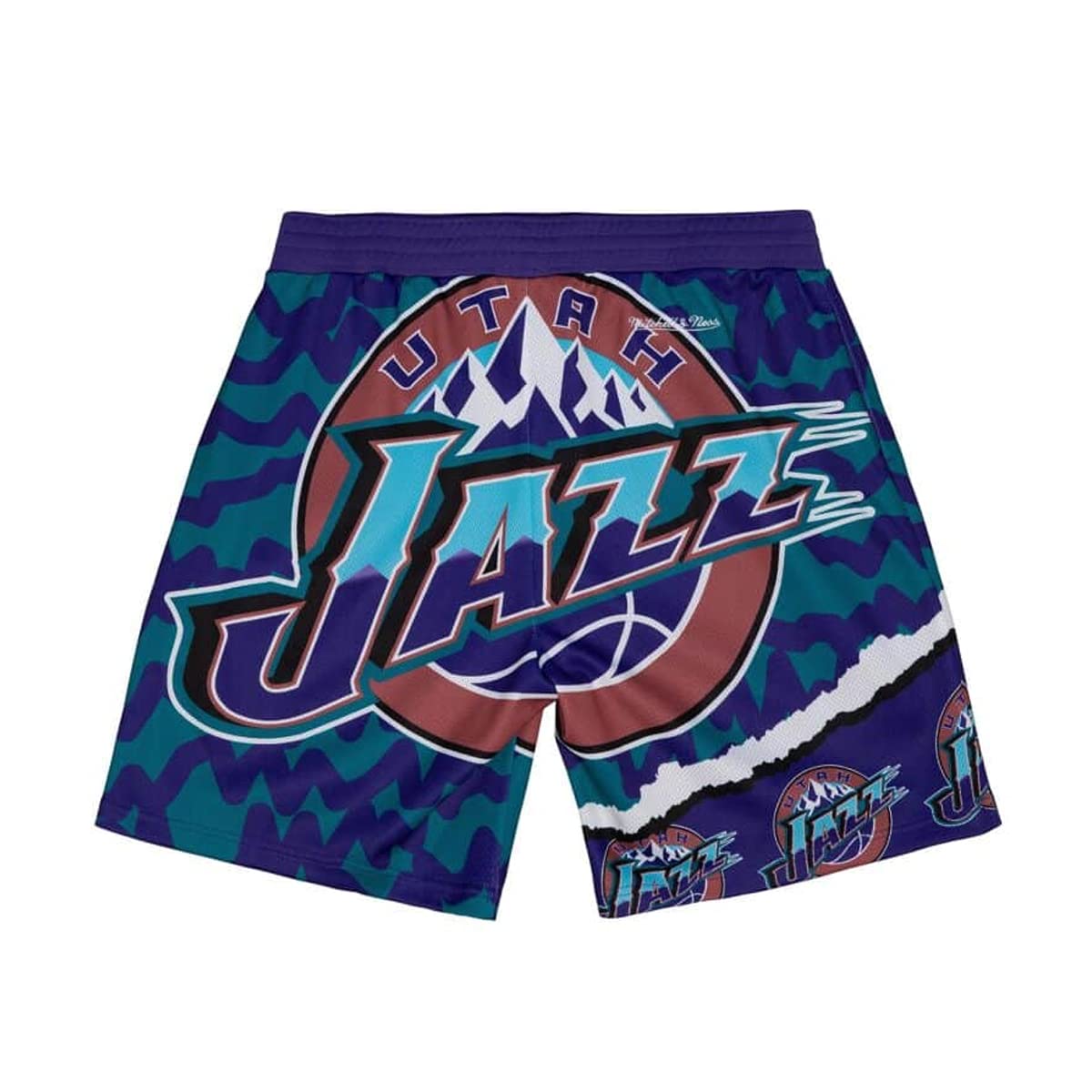 Mitchell & Ness Mens Utah Jazz NBA Drawstring Shorts Jumbotron 2.0 Sublimated