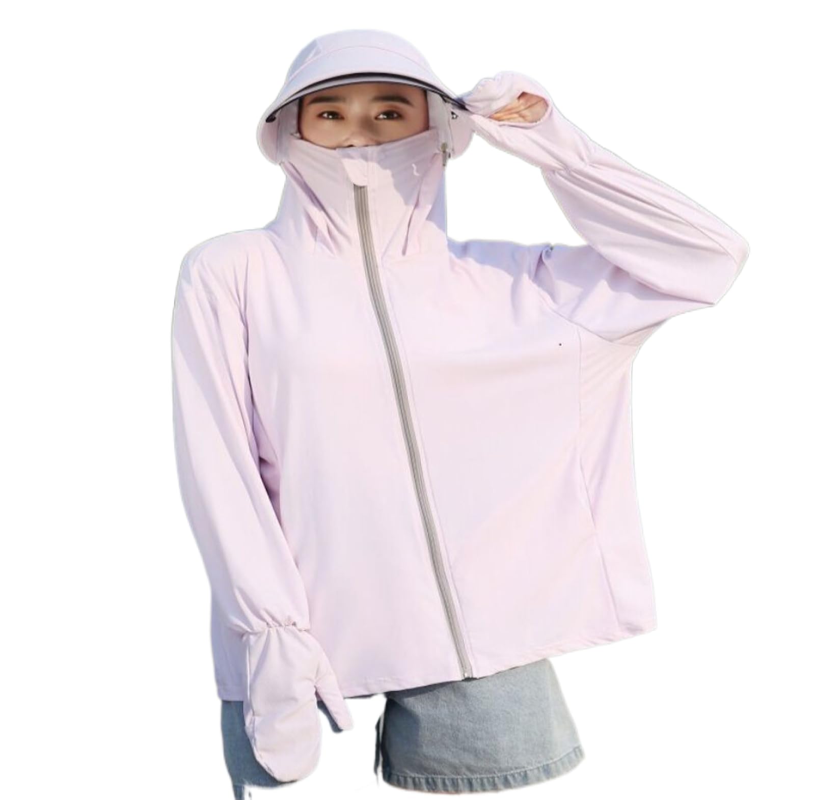 ORDOBO Sommer-Sonnenschutzjacke - Frauen EIS Seide Outdoor Sonnenschutz Kleidung Hoodie Mantel Lässig Langarm Atmungsaktiv Ultra Dünne Für Laufen Radfahren Wandern