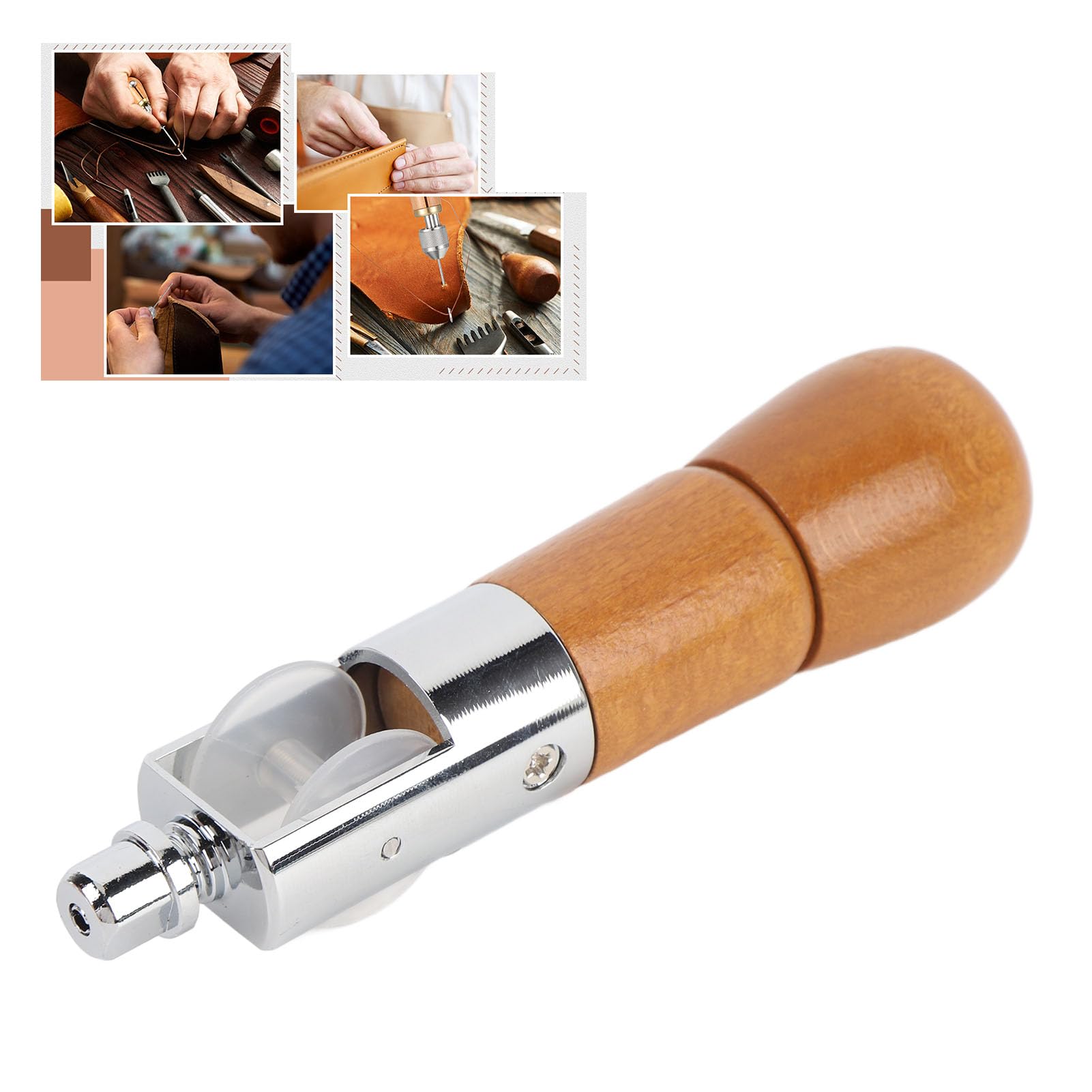 Leather Sewing Awl Tool, Professional Leathercraft Stitch Awl Tool Speedy Stitcher Tool, Awl Hand Kit Repair Stitch Tool with Waxed Thread for Leather, Belt, Canvas, Fabric