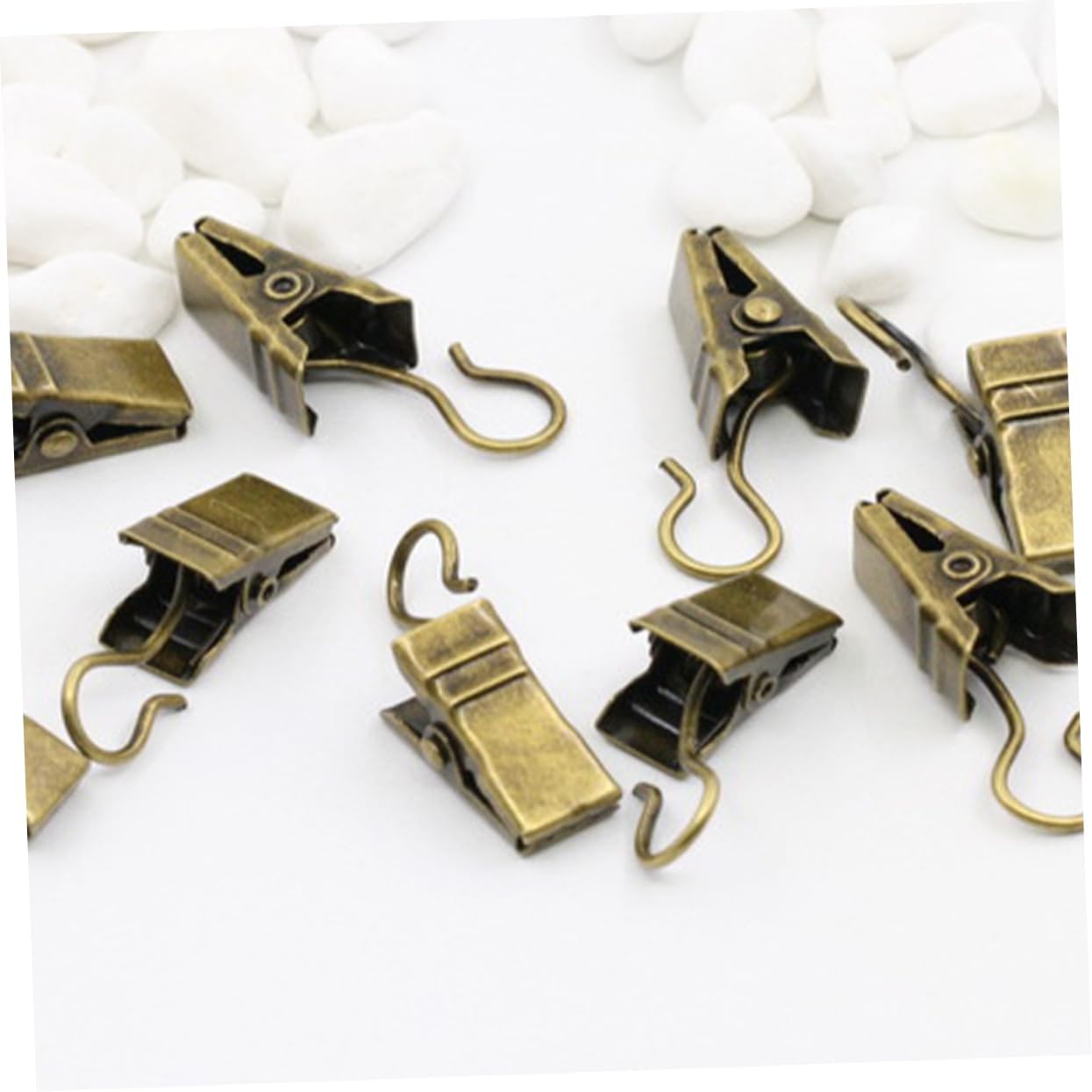 Cabilock 180pcs Stainless Steel Metal Clip Curtain Hooks Easy to Install Photo Clips for Shower Curtains Drapes and Home Decor Random Colors Antique Antique