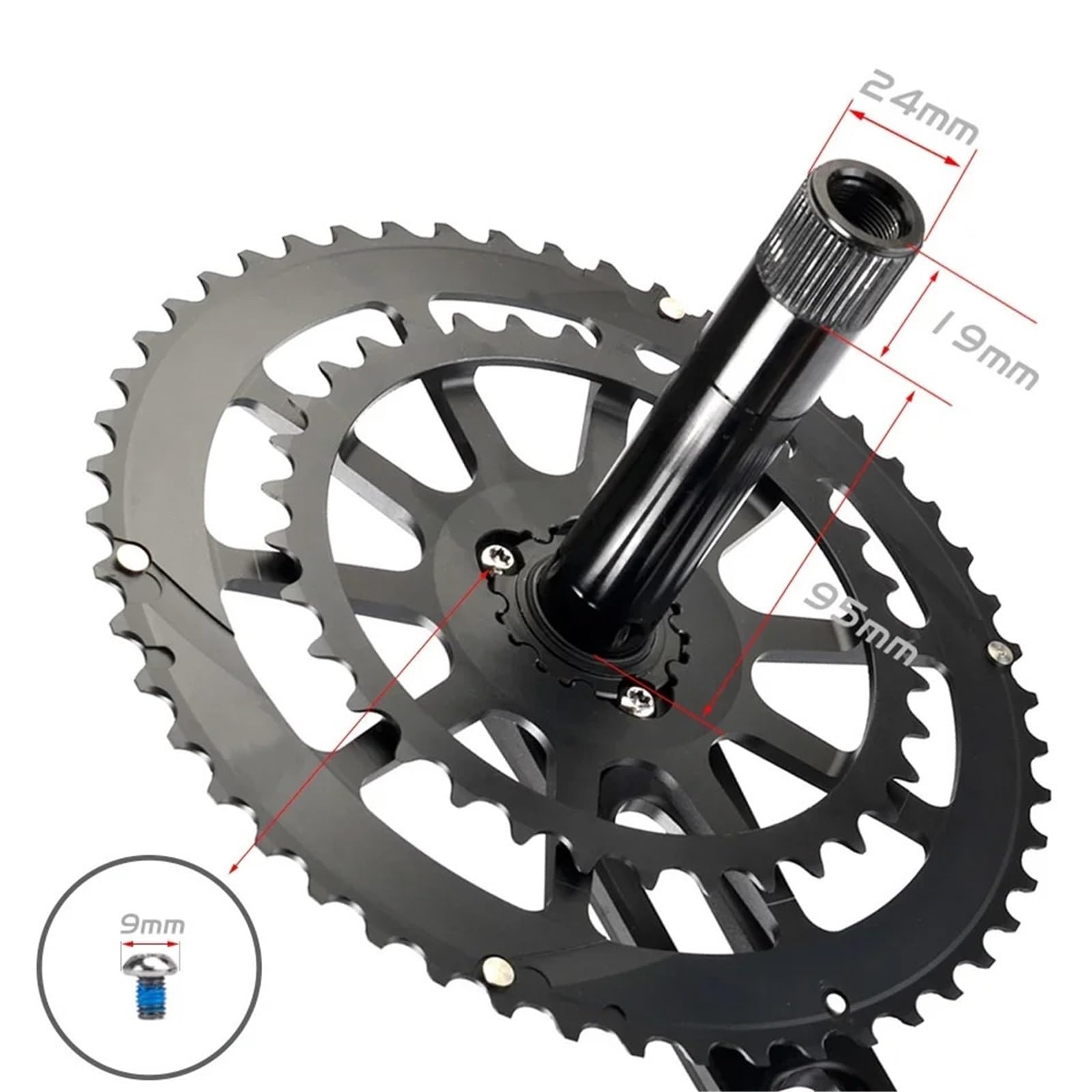 Zestaw korbowy do roweru szosowego CNC, 170/175 mm, 50-34T, do ramy węglowej/400 (korby BB-175 mm)